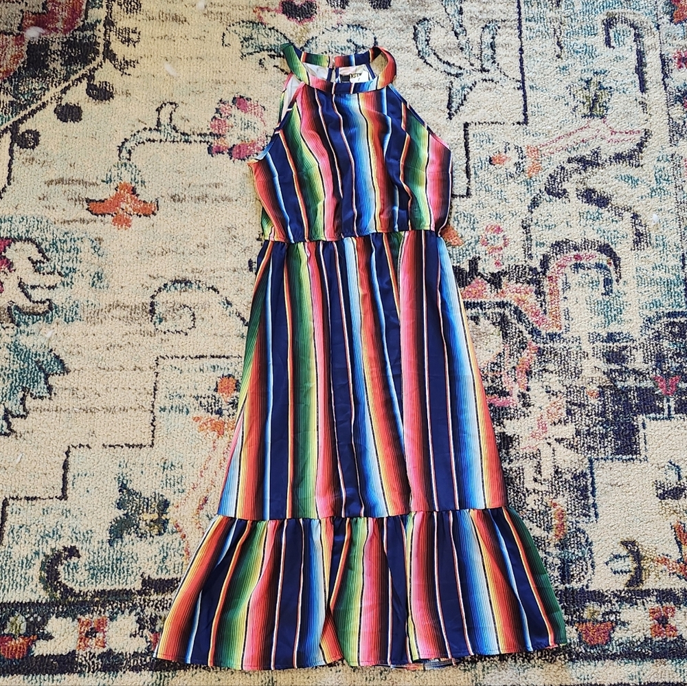 Lucky & Blessed Rainbow Stripe Maxi Dress
